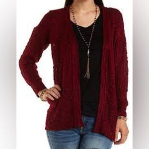 Charlotte Russe Burgundy Knitted Cardigan Small